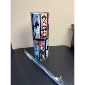 Mickey & Friends haunted mansion, travel cup with straw and straw cleaner - NIB